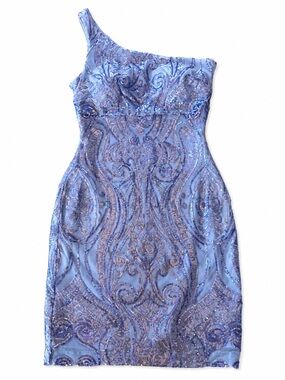 NEXT/UP Sequin One Shoulder Mini Dress Lavender Size 3/4 Party Cocktail